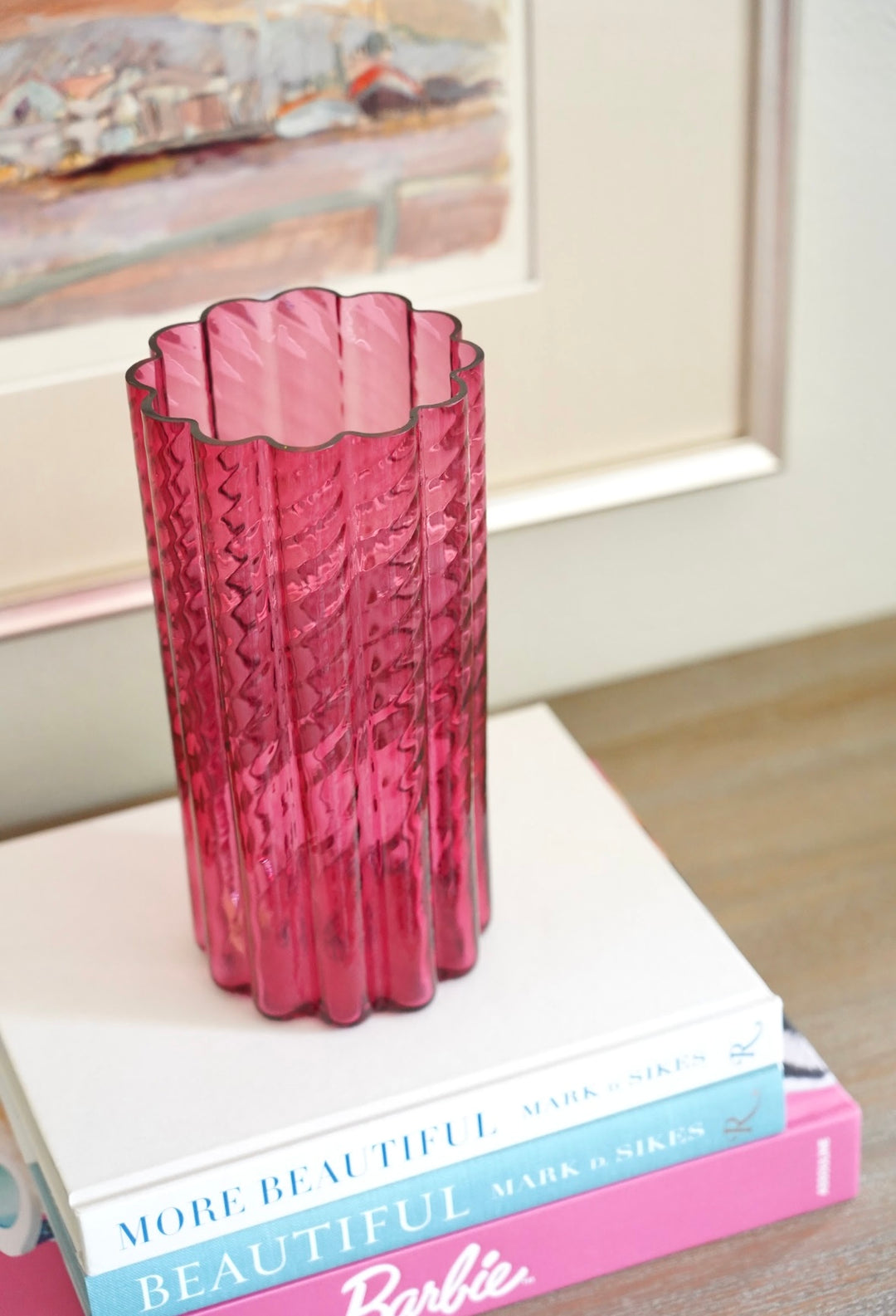 PINK RIBBED VASE
