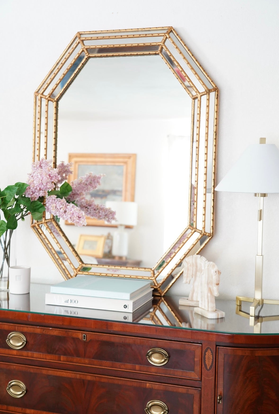 HOLLYWOOD REGENCY OCTAGONAL MIRROR
