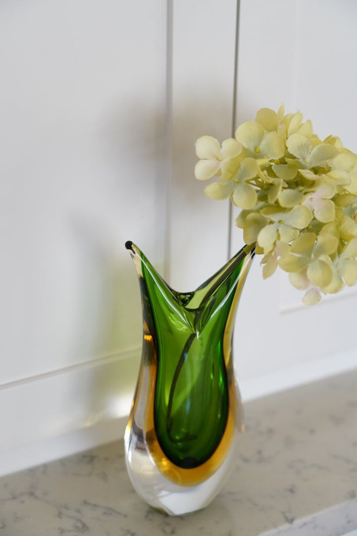 MURANO SOMERSO GREEN ART VASE