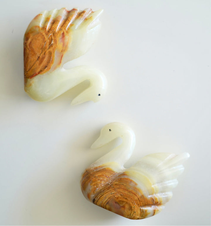 MARBLED ONYX SWANS