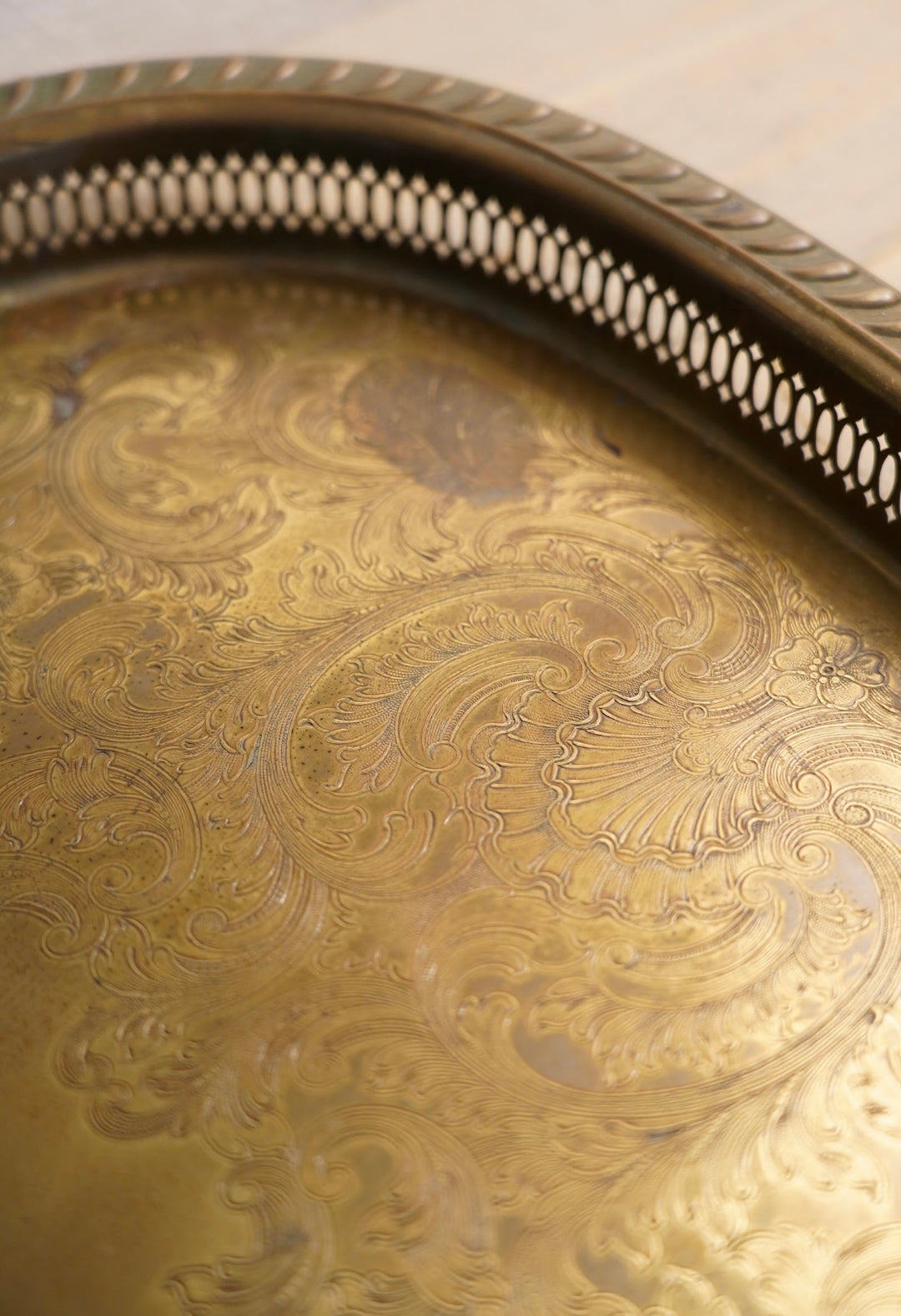 HOLLYWOOD REGENCY BRASS GLASS TRAY