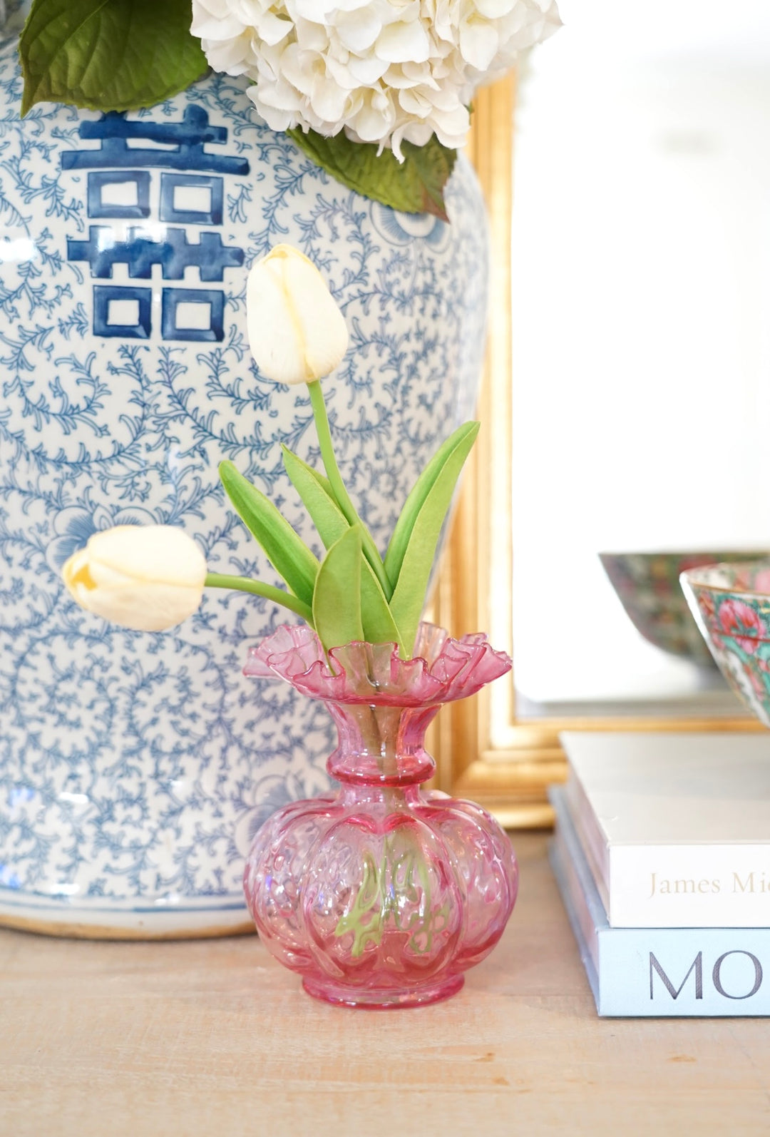 VINTAGE FENTON CRANBERRY RUFFLED EDGE VASE