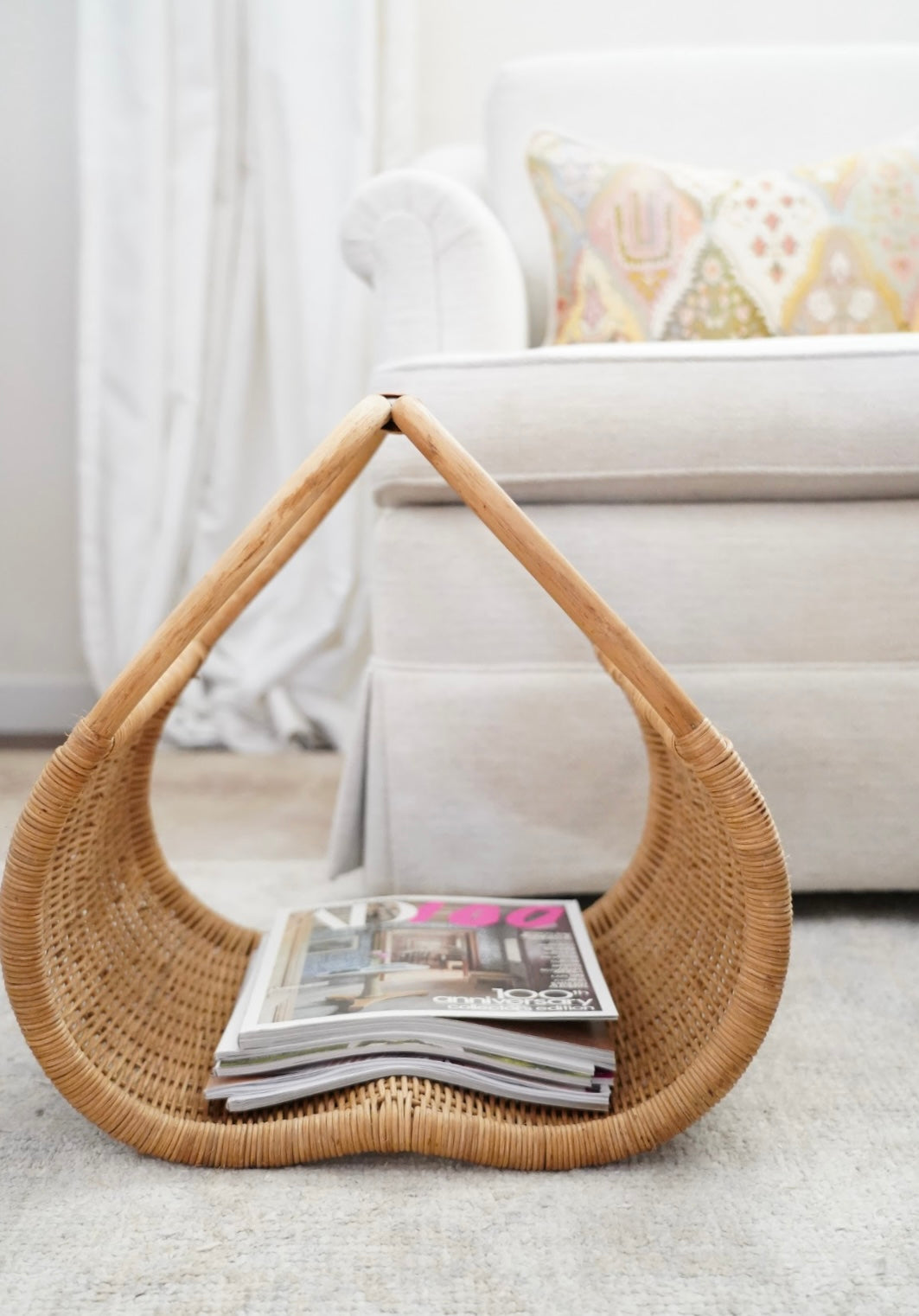 WOVEN RATTAN MAGAZINE HOLDER