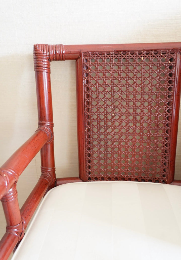 BAMBOO & CANE BACK UPHOLSTERED ARMCHAIR