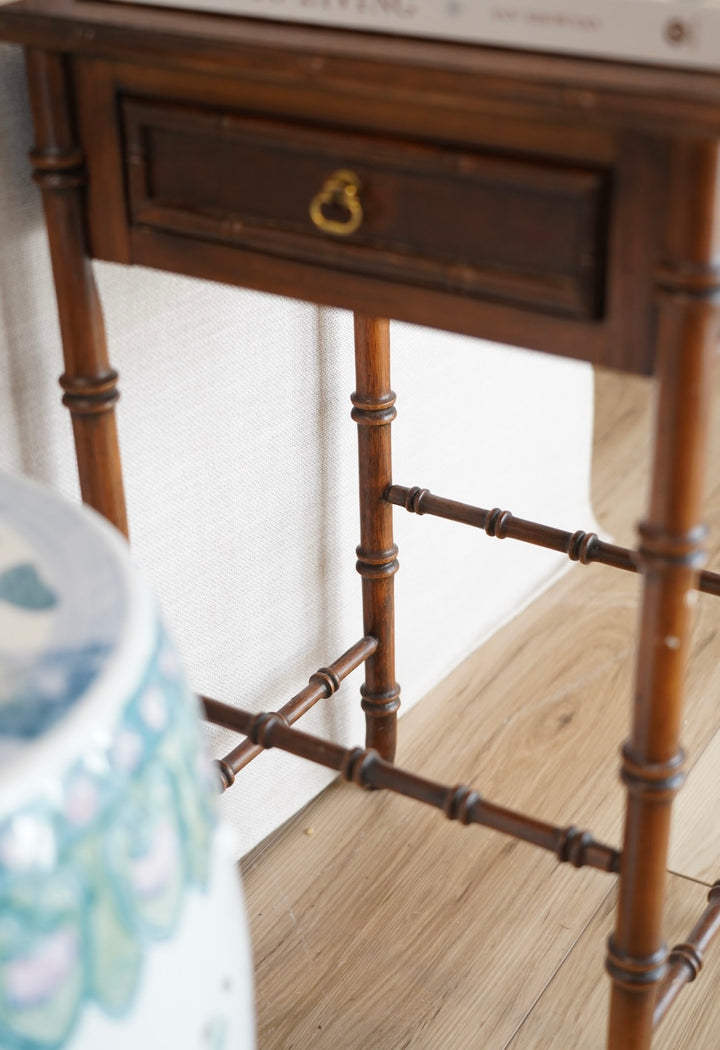 VINTAGE BAMBOO WOODEN SIDE TABLE