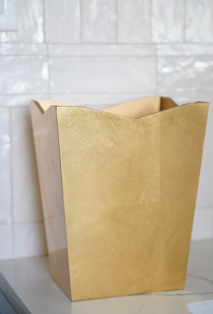 GOLD LEAF WASTEBASKET