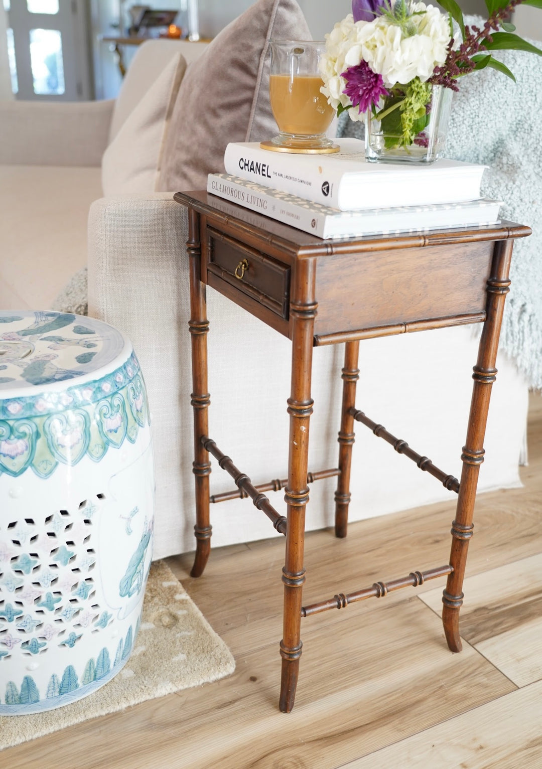 VINTAGE BAMBOO WOODEN SIDE TABLE