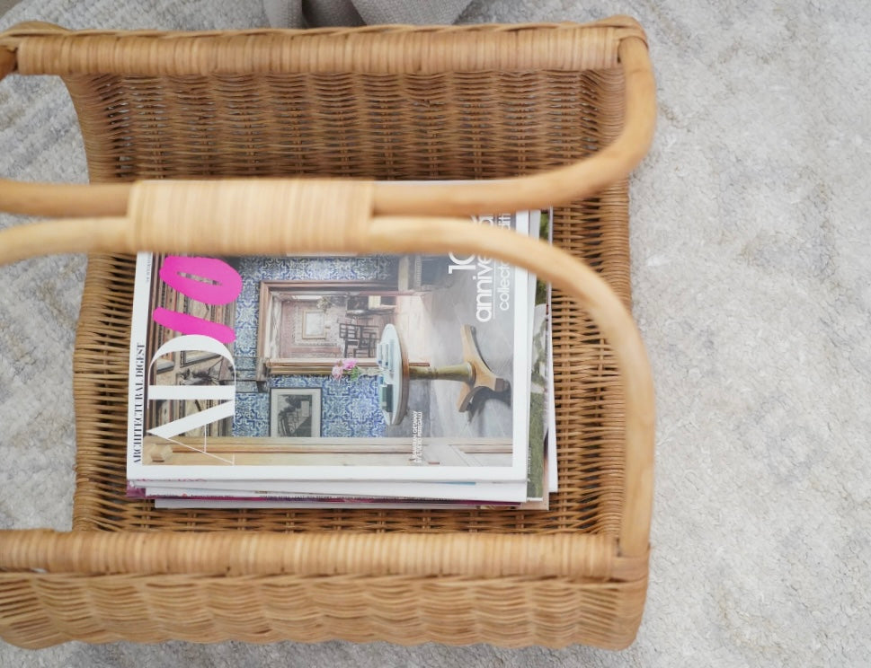 WOVEN RATTAN MAGAZINE HOLDER