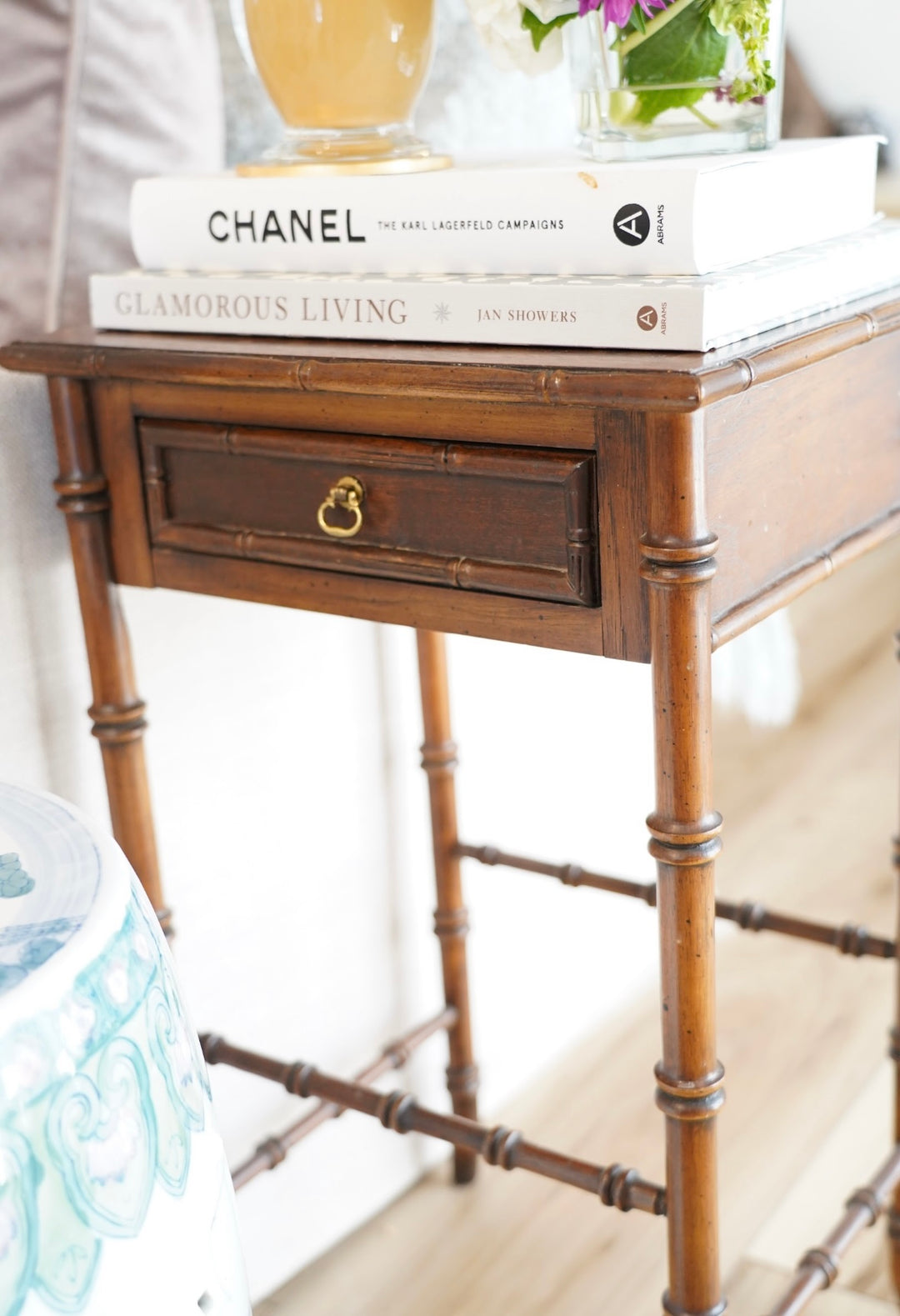 VINTAGE BAMBOO WOODEN SIDE TABLE