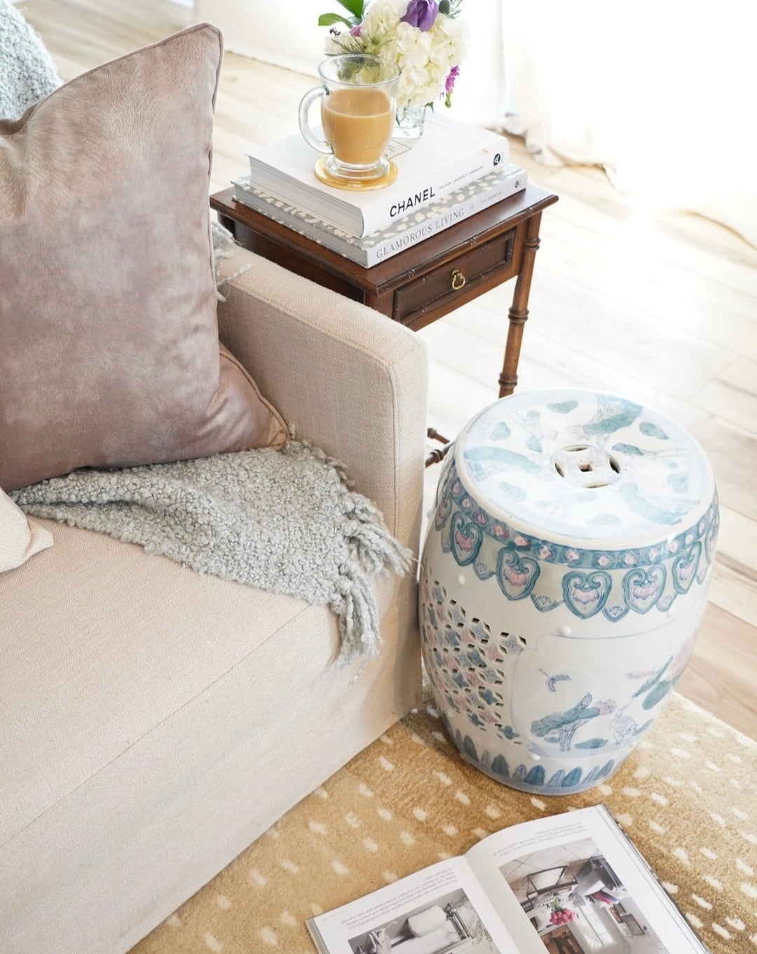 CHINOISERIE CERAMIC GARDEN STOOL