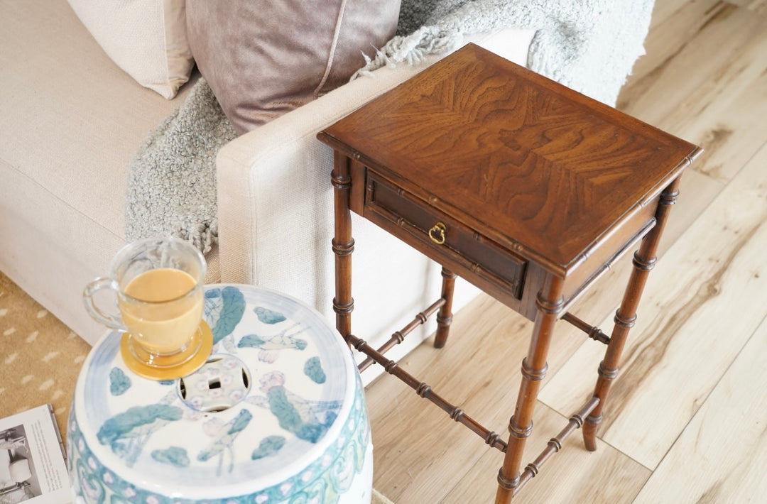 VINTAGE BAMBOO WOODEN SIDE TABLE