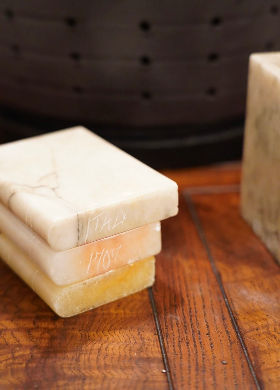 VINTAGE MARBLE BOOKS STACKED BOOKENDS