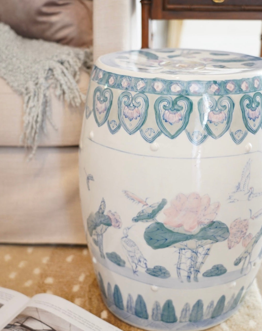 CHINOISERIE CERAMIC GARDEN STOOL