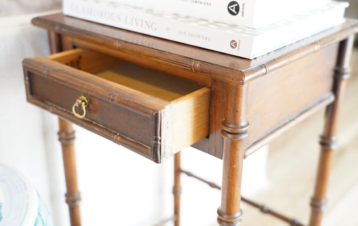 VINTAGE BAMBOO WOODEN SIDE TABLE