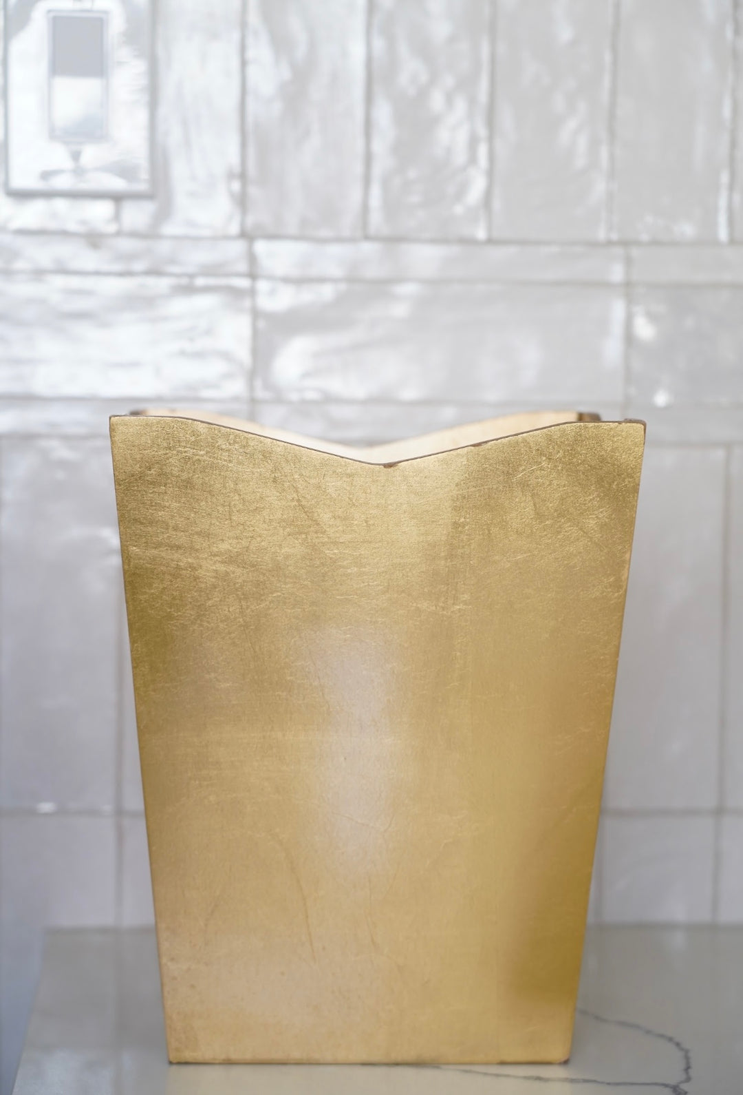 GOLD LEAF WASTEBASKET