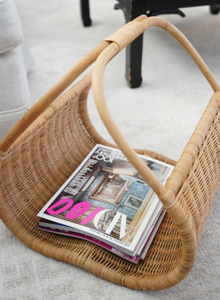WOVEN RATTAN MAGAZINE HOLDER