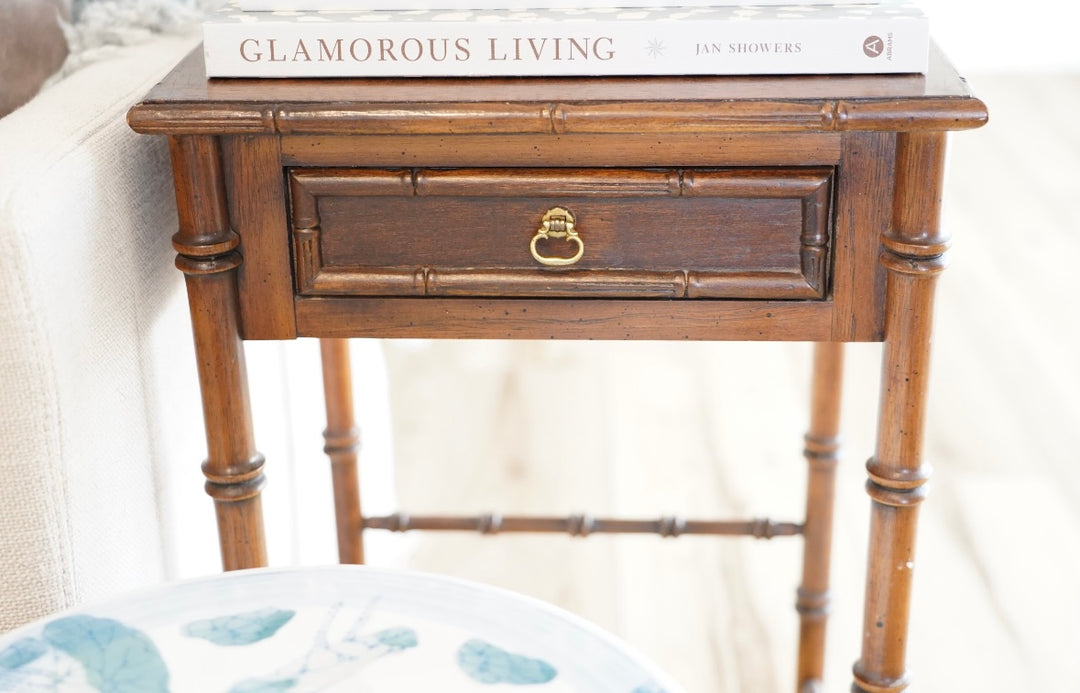VINTAGE BAMBOO WOODEN SIDE TABLE