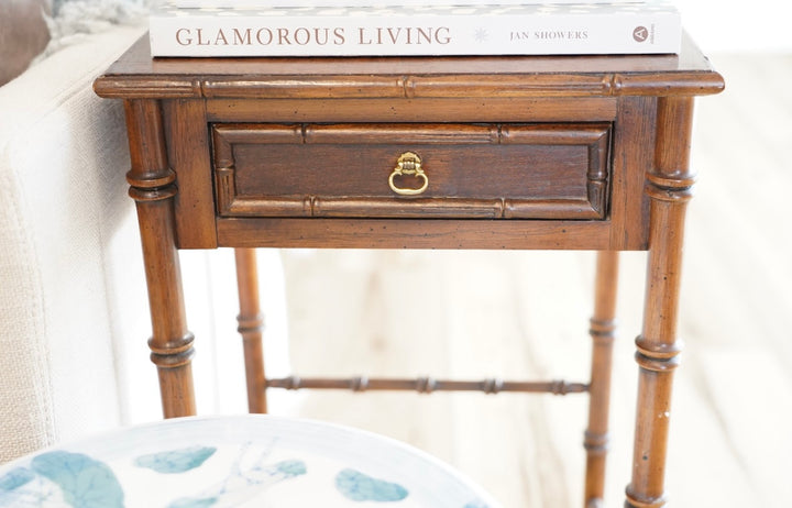 VINTAGE BAMBOO WOODEN SIDE TABLE