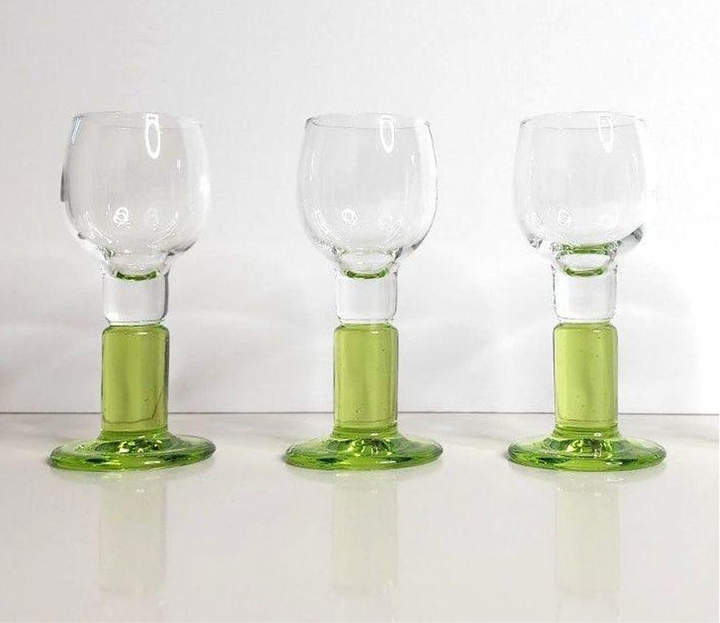 Italian Bormioli Rocco Limoncino Green Stemmed Glasses