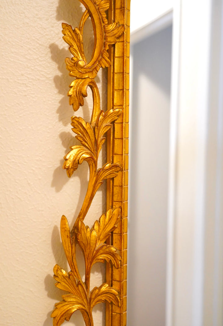 ITALIAN SCROLLED CHIPPENDALE GILT GOLD MIRROR