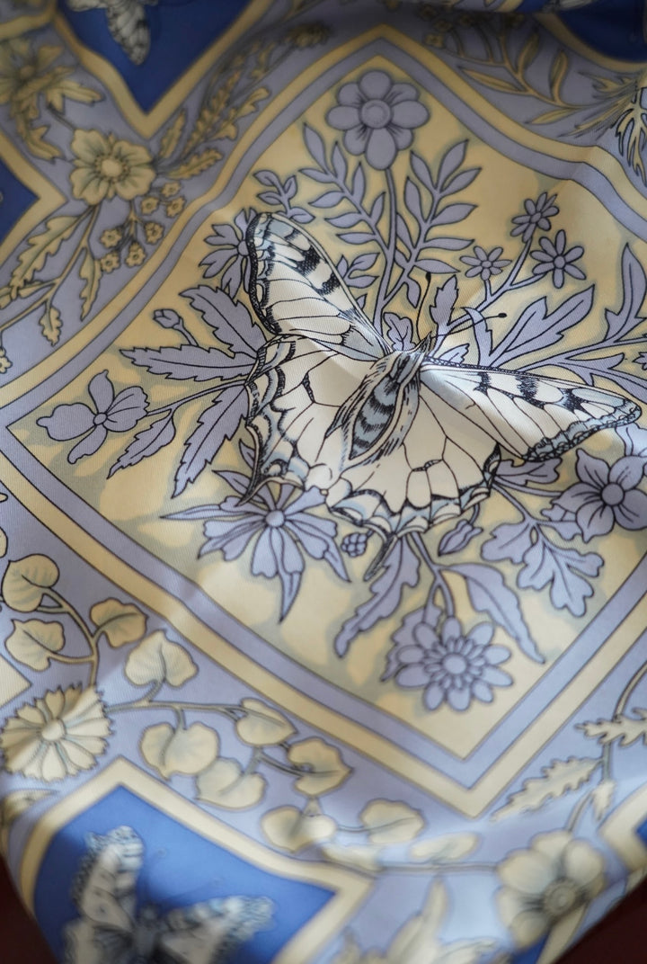 SILK BLUE BUTTERFLY SCARF