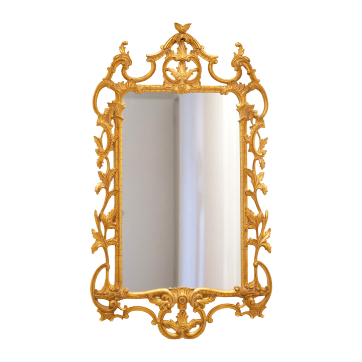 ITALIAN SCROLLED CHIPPENDALE GILT GOLD MIRROR