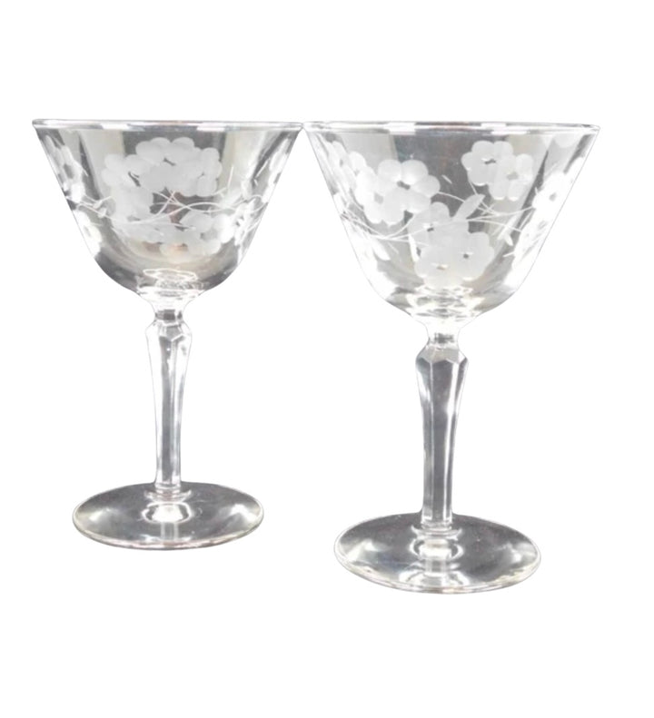 Vintage Libbey Etched Champagne Glass set