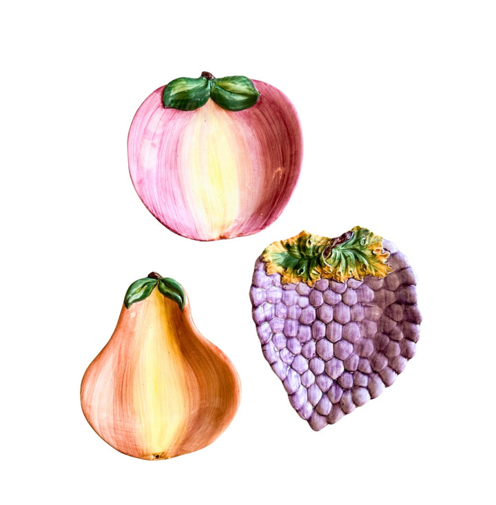 Italian Majolica fruit shaped wall plates