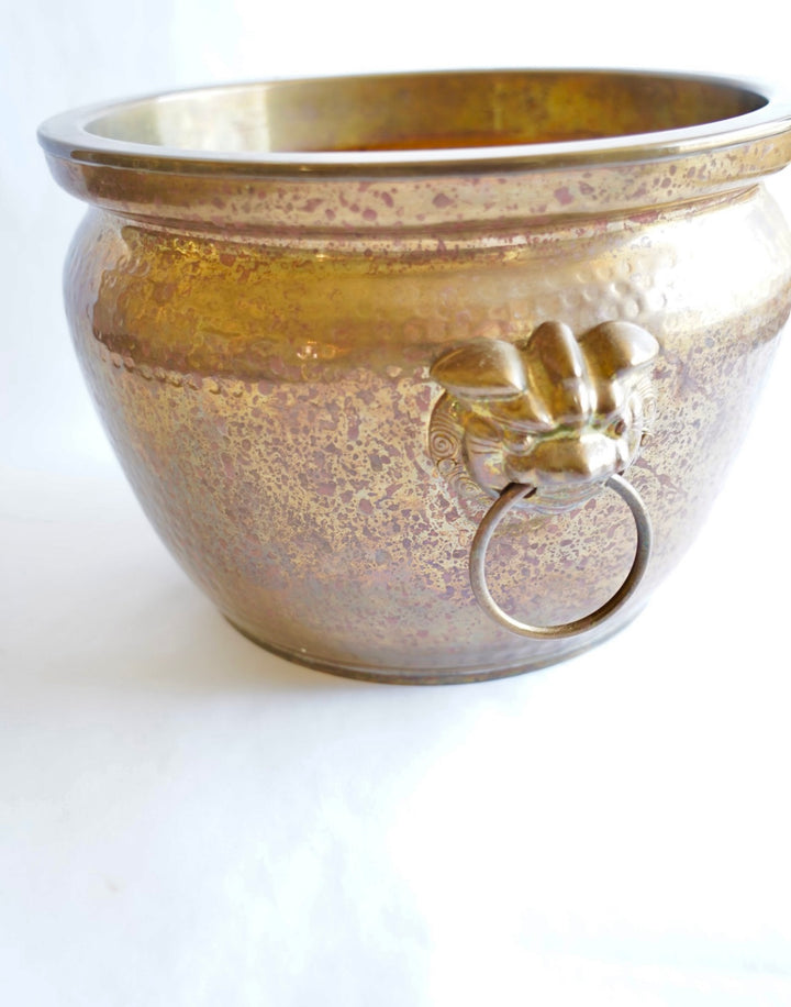 BRASS LION FOO DOG PLANTER