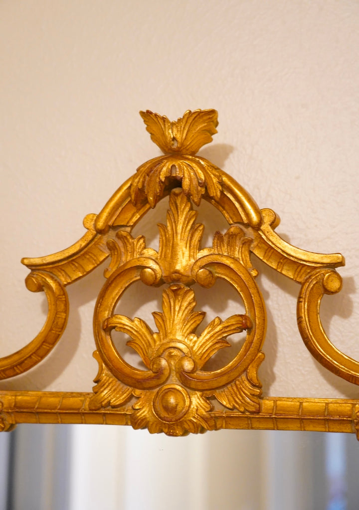 ITALIAN SCROLLED CHIPPENDALE GILT GOLD MIRROR