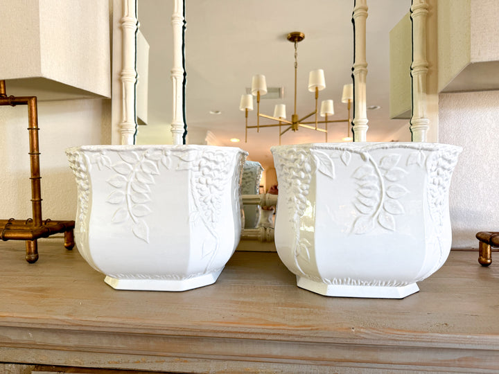 Italian White Cachepot-Pair