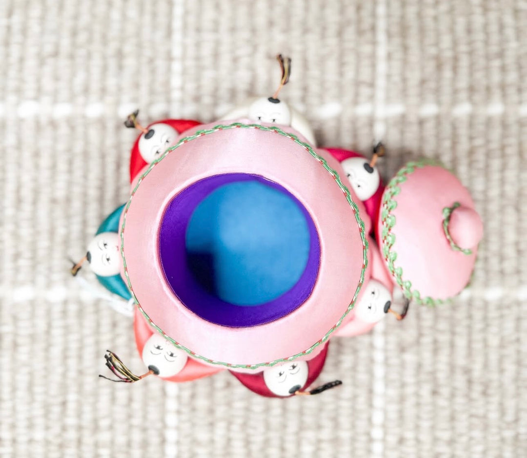 Vintage silk pin cushion box