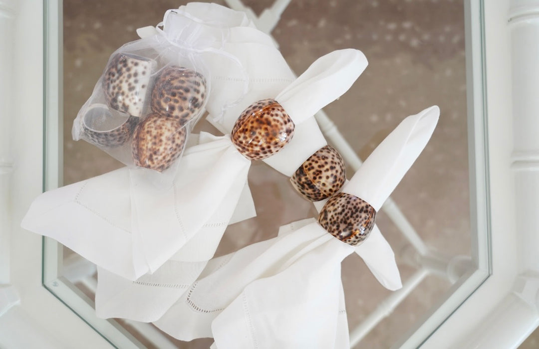 TIGER COWRIE SHELL NAPKIN RINGS
