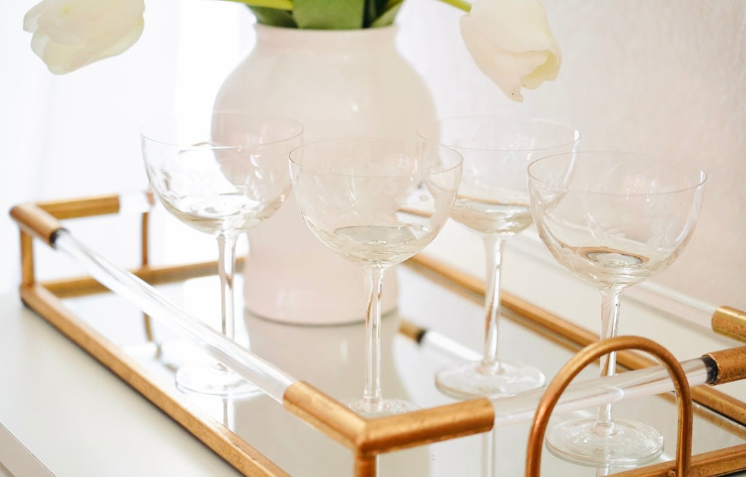 VINTAGE ETCHED STEMWARE