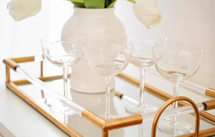 VINTAGE ETCHED STEMWARE