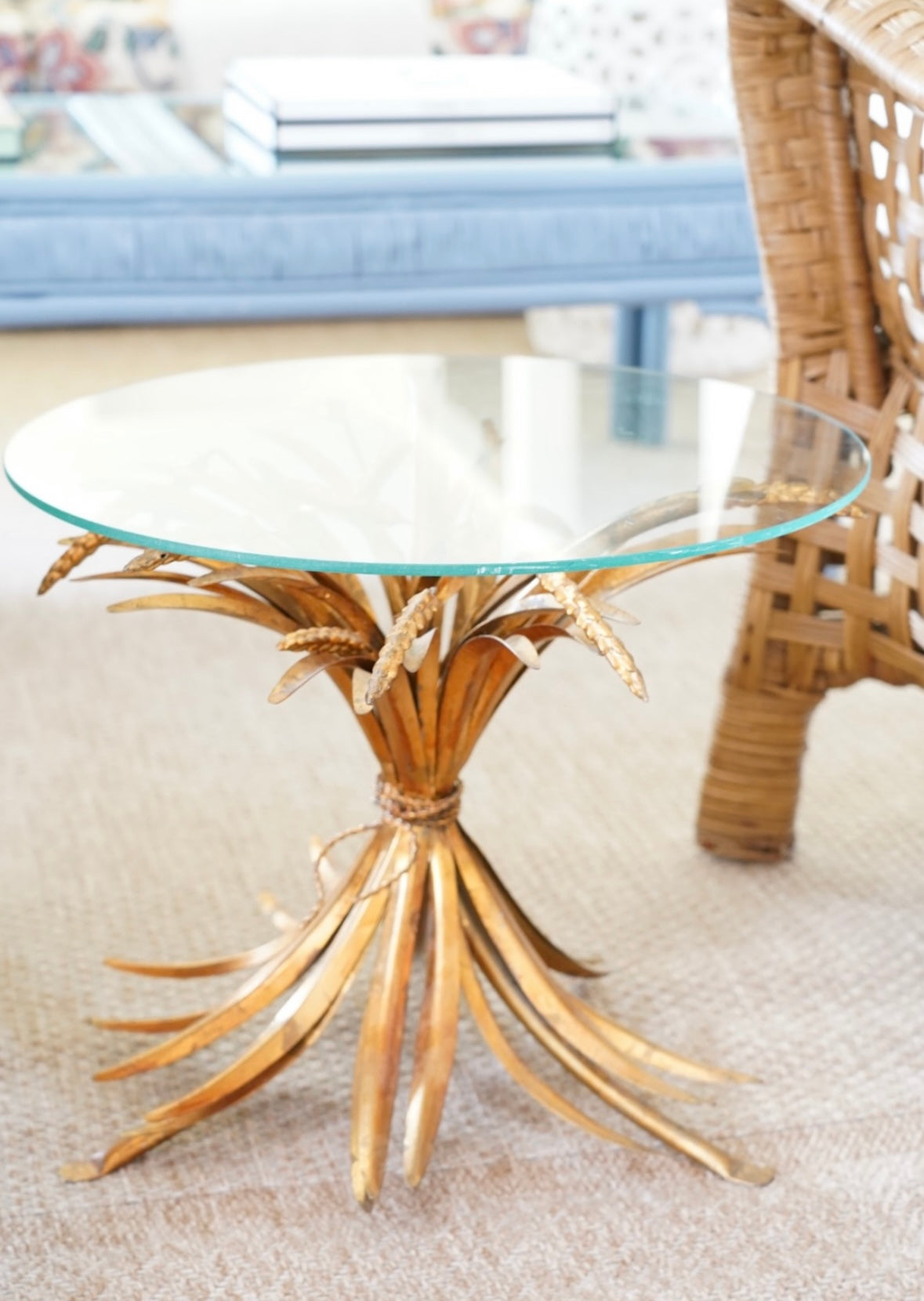 PETITE GOLD SHEAF OF WHEAT SIDE TABLE