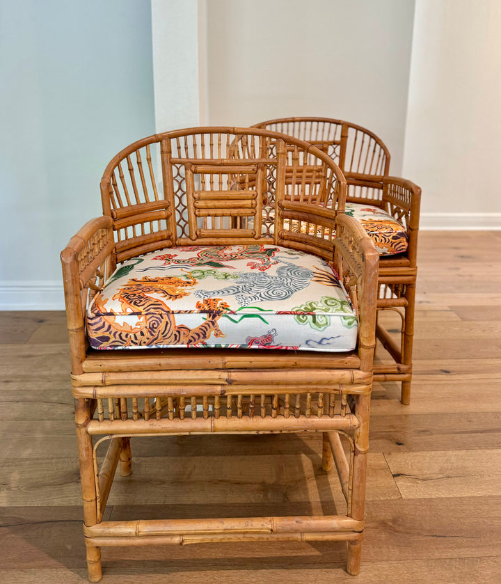 PAIR OF VINTAGE THOMASVILLE RATTAN CHAIRS