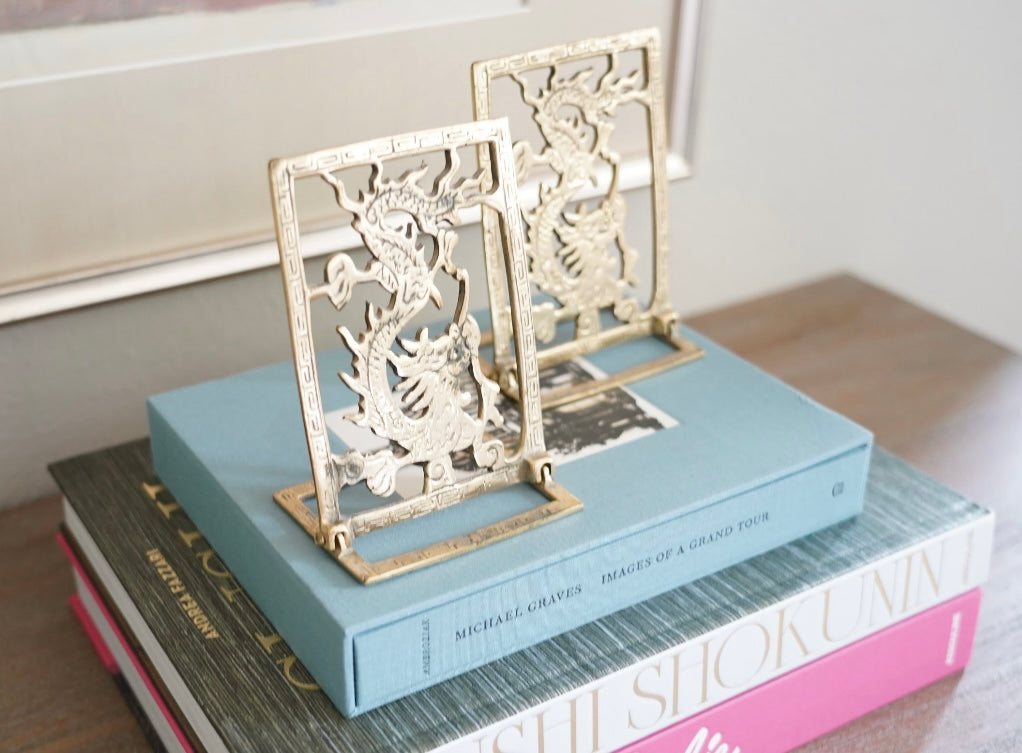 DRAGON BRASS BOOKENDS