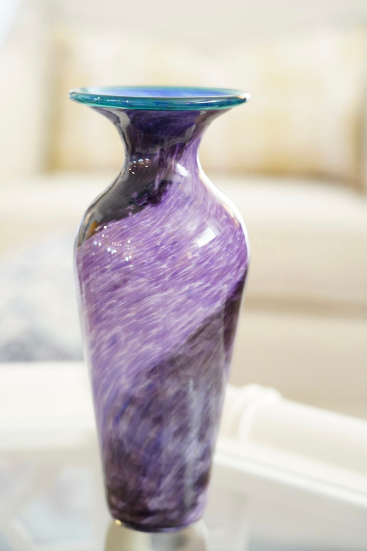 VIOLET ART VASE W/ COBALT INTERIOR