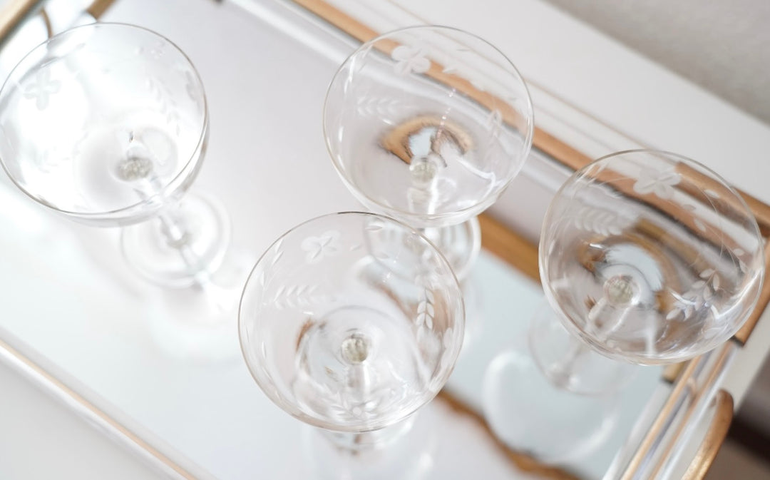 VINTAGE ETCHED STEMWARE