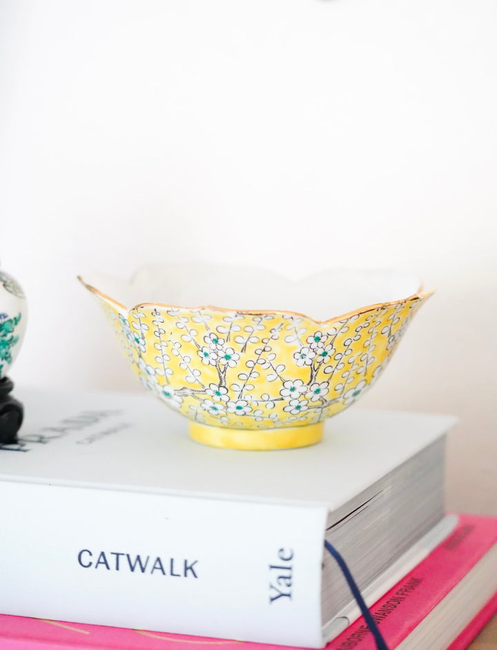 VINTAGE YELLOW CHERRY BLOSSOM BOWL