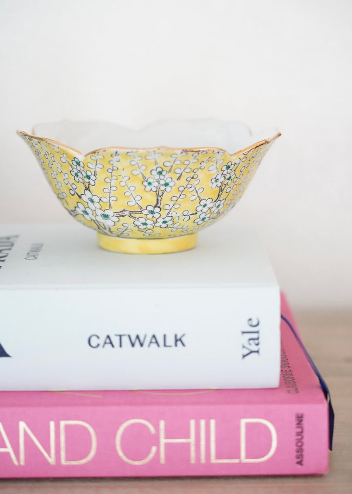 VINTAGE YELLOW CHERRY BLOSSOM BOWL