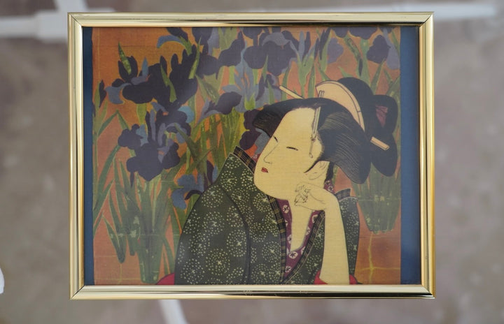 JAPANESE GEISHA FRAMED BLOCK PRINT