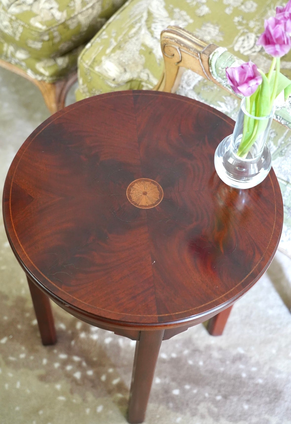 ROUND INLAY SIDE TABLE