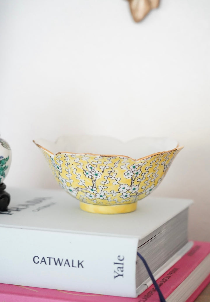 VINTAGE YELLOW CHERRY BLOSSOM BOWL