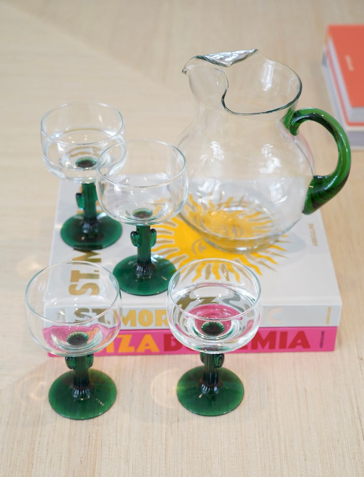 CACTUS STEM MARGARITA GLASS SET W/ PITCHER