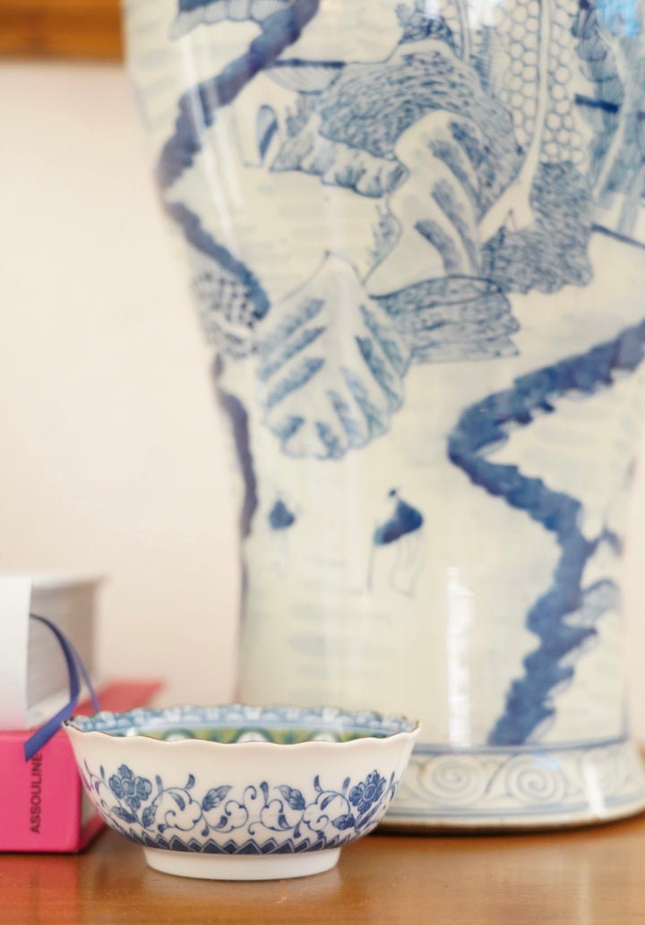 VINTAGE TAKAHASHI BLUE FLORAL BOWL