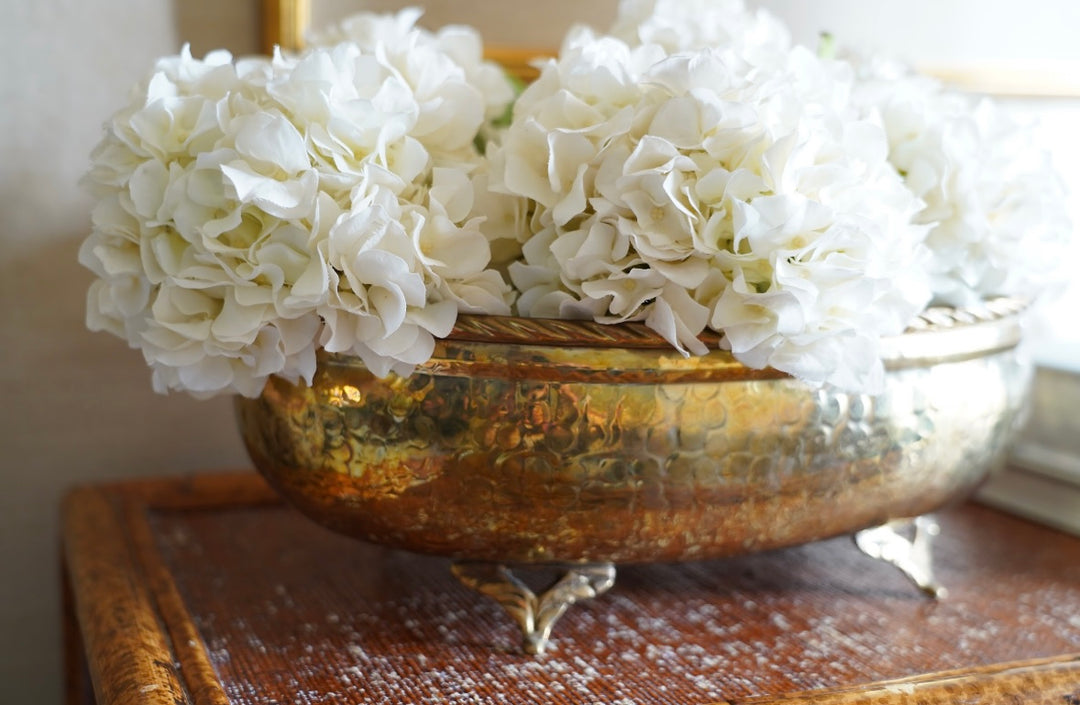 BRASS OVAL BASIN FLORAL PLANTER