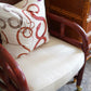BAMBOO & CANE BACK UPHOLSTERED ARMCHAIR