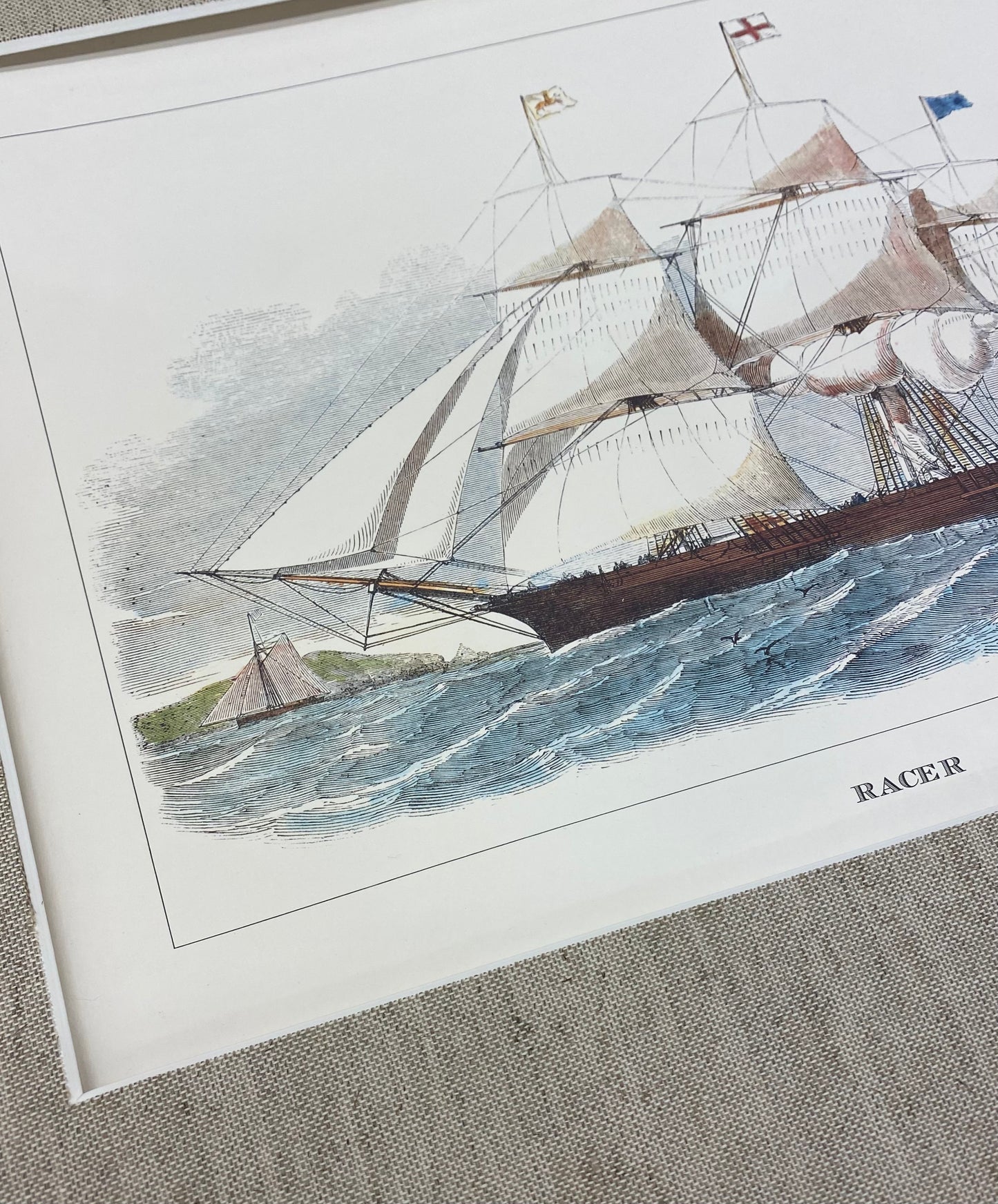 VINTAGE "RACER" SHIP OF THE SEA ETCHING
